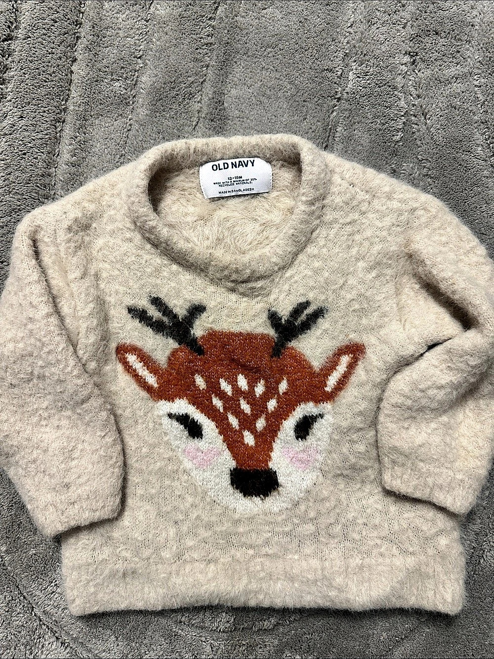 Old Navy Cozy Faux-Fur Reindeer Sweater for Baby Cream & Brown 12-18M